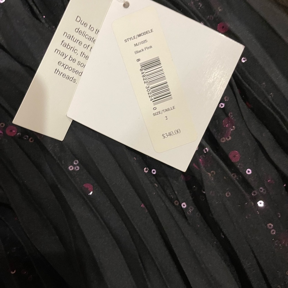 Badgley Mischka Black and Pink One Shoulder Dress - Picture 2 of 4